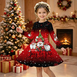 Kid Girl Christmas Autumn Winter Long Sleeve 3D Dresses For 3-12Y