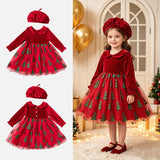 1-6Y Kid Baby' Girls Christmas Long Sleeve Mesh Party Dresses