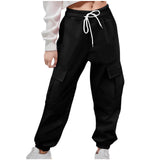 2-10T Kid Girl Solid Pockets Drawstring Overalls Trousers Pants