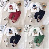 Baby Girl Autumn Winter Cartoon Letter Bear Embroidered 2 Pcs Sets