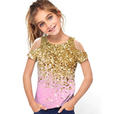 Kid Girl Fashion Off Shoulder T-shirt