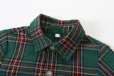 6M-3Y Baby Boy Formal Suit Long Sleeve Plaid Overalls Suit 4 Pcs Set
