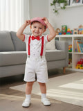 Baby Boy Summer Gentleman Suit  Bow Tie Climbing  5 pcs Sets