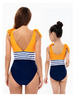 Parent-child Swimsuit New Striped Color Matching One-piece Bikini Mother and Daughter Swimsuit