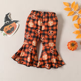 Baby Boy Girl Halloween Printed Bell Bottoms 2 Pcs Set