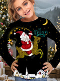 2-12T Kid Girl Cute Casual Fashion Christmas Print Long Sleeve T-shirt
