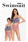 Parent-child Swimsuit High Waist Bikini Sexy Split New Bikini Mother and Daughter Ruffle Leaf Swimsuit