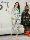 Family Matching Christmas Deer Snowman Snowflake Parent-child Printed Loungewear Pajamas