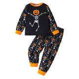 1-8Y Kid Baby Boys Halloween Skull Pumpkin Loungewear Pajamas 2 Pcs Set