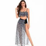Family Matching Parent-child Leopard Print Bikini Three-piece Suspender Swimsuit