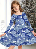 2-10T Kid Baby Girl Fashionable Foreign Pony Poly Print Cute Casual Dresses