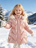 Girls' Winter New Cotton Clothes Children's Bright Leather Leave-in Hooded Cotton Jacket