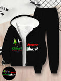 Children's 3D Digital Printing Children's Zipper Hooded Sweater Set