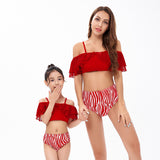 Family Matching Parent-child Tube Ruffle Split Swimsuits