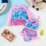 Kid Girls Swimming Suit Split Suspender Swimsuit 2 Pcs Set