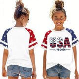 Kid Boy Girl 250th Years of America Independence Day Casual T-shirts Tops