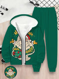 Children's 3D Digital Printing Children's Zipper Hooded Sweater Set
