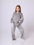 4-12Y Kid Girl Autumn Winter Sports Velvet  Casual Suit 2 Pcs Set