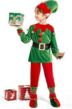 2-12T Kid Boy Girl Christmas Elf Velvet Cosplay Suit 6 Pcs Set