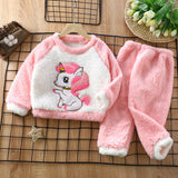 Kid Baby Boy Girl Winter Flannel Warm Homewear Pajamas