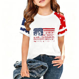 Kid Girl USA Independence Day 250th Anniversary Trend Loose Casual T-Shirt Tops
