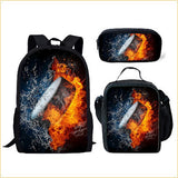 Kid Boy Street Trendy Football Backpack with Pencil Case Lunch Bag 3 Pcs/set