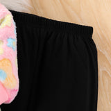 1-8Y Kid Baby Girls Autumn Winter Long-sleeved Fluffy Suits 2 Pcs Set