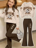 3-12T Kid Girl Suits Youth Fashion Trends Long Sleeves Suits 2 Pcs Set