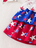 Kid Baby Girl Star Print Independence Day Cascade Cake Dress