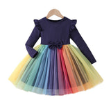 2-8T Kid Girl Casual Mesh Long-sleeved Autumn Winter Dresses
