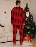 Family Matching Red and Black Plaid Christmas Parent-child Loungewear Pajamas