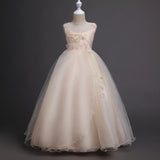 Kid Girl Flower Long Mesh Princess Birthday Show Dress
