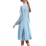 Kid Girls Lace Long-sleeved Solid Cute Princess Dress