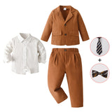 1-10T Kid Baby Boy Flower Host Formal Wedding Suit 4 Pcs Set