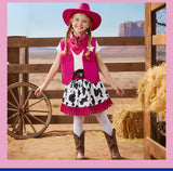 Girls Western Denim Skirt Set, Halloween Party Costumes, Tassel Vest Vest
