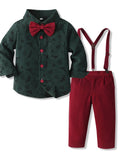 Kid Baby Girl Christmas Printed Long Sleeve Overalls Suits 2 Pcs Sets