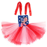 Kid Girl American Flag Independence Day Party Patriotic Parade Tutu Gauze Dresses