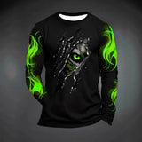 2-8T Kid Boy Halloween Skull 3D Digital Print Long Sleeve Crew Neck T-Shirt
