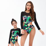 New Long Sleeve Printed One Piece Bikini Kids Swimming Surfing Snorkeling Swimsuit