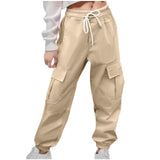 2-10T Kid Girl Solid Pockets Drawstring Overalls Trousers Pants
