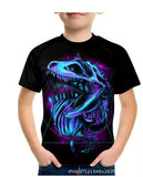 2-12T Kid Boy Dinosaur 3D Digital Printing Casual Short-sleeved T-shirt