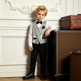 3-8Y Kid Boys Sequined Suit Piano Officiating Wedding 3 Pcs Set
