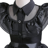 Girl Dress Skirt Black Flying Sleeve Waist Cinched Princess Dress Kids Girls Princess Cosplay Costume