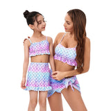Swimsuit Parent-child Mermaid Scale Print Three-piece Bikini