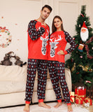 Family Matching Alphabet Snowflake Deer,Christmas Parent-child Loungewear Pajamas