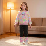 1-8Y Kid Baby Girls Autumn Winter Long-sleeved Fluffy Suits 2 Pcs Set