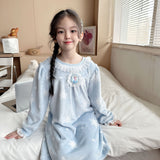 Girls' Home Clothes Princess Elsa Warm and Thick Flannel Princess Pajamas
