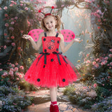 1-10T Kid Baby Girl Halloween Ladybug Party Mesh Tutu Dresses