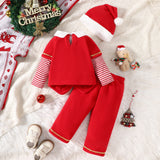 Baby Girl Autumn Christmas Cute Bow Fake 2 Pcs Sets