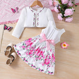 Kid Baby Girl Floral Spring Cardigan 2 Pcs Dress